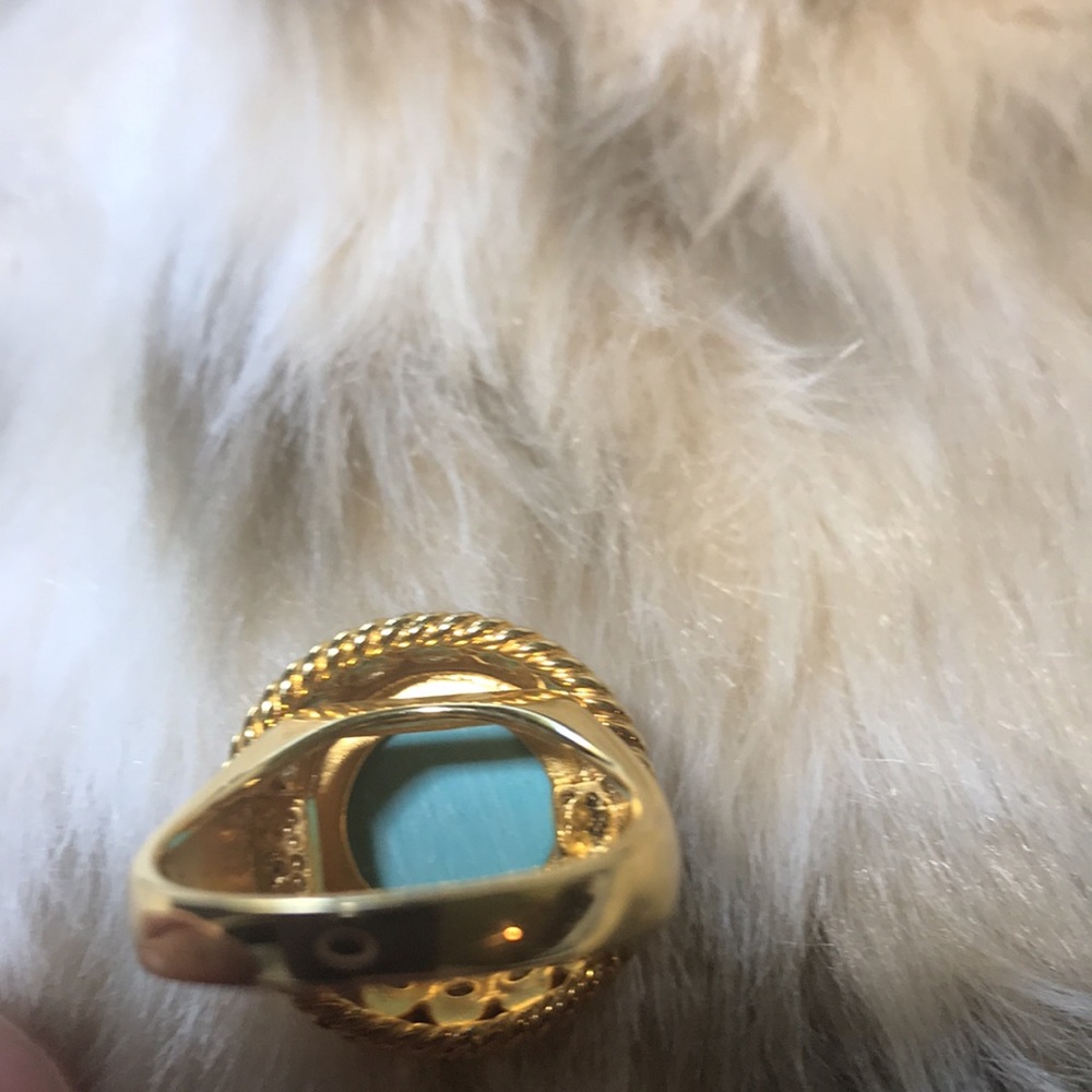 Women’s turquoise & gold colored ring - Picture 6 of 6